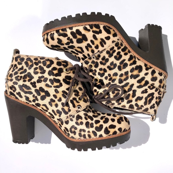 Sperry Top Sider Princeton Ankle Boot women 6M Leopard Print Lace Up High Heel - Picture 10 of 16